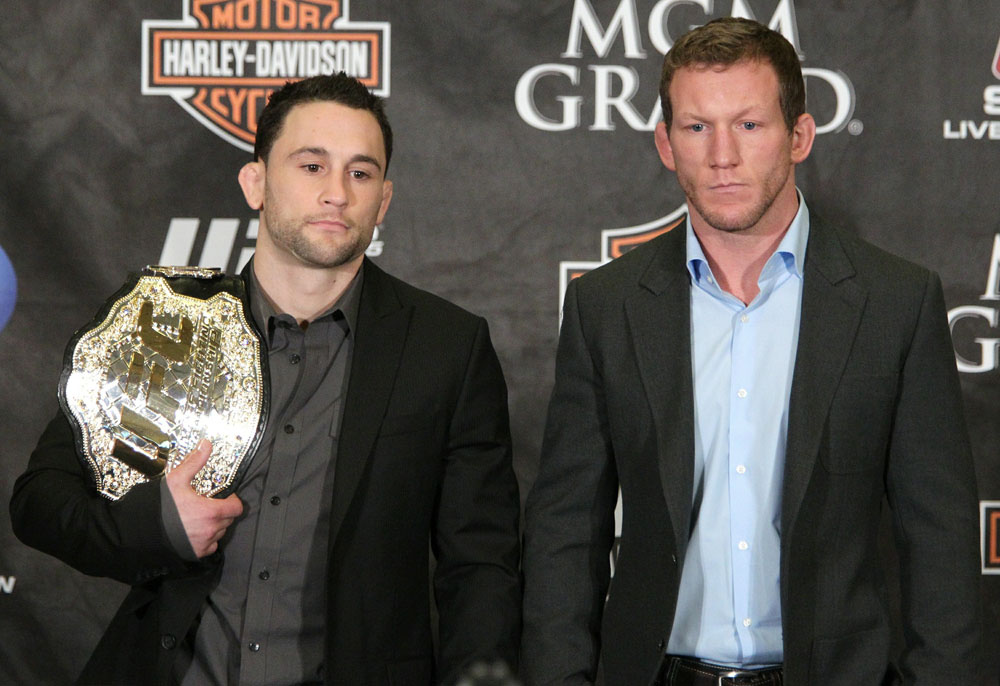 Champ <a href='../fighter/Frankie-Edgar'>Frankie Edgar</a> and challenger <a href='../fighter/Gray-Maynard'>Gray Maynard</a> pose together at a pre-fight press conference before <a href='../event/UFC125'>UFC 125″/> align=“center“ /><p><strong>Frankie Edgar vs. Gray Maynard II – UFC 125</strong></p><p>The Fight of the Year of 2011 was decided on Jan. 1, as Edgar and Maynard went head-to-head for 25 minutes with the lightweight title hanging in the balance, only to have the bout end in a draw, necessitating a trilogy fight between the two men who are now inextricably linked.</p><p>Unlike several bouts on this list, the initial encounter between these two didn’t leave people clamoring for a second encounter and the contest only came together after Edgar ascended to the top of the division and Maynard kept rattling off wins to establish himself as the undisputed No. 1 contender.</p><p>While it may not have been anticipated, the bout was electric, with “The Bully” coming as close to finishing Edgar in the opening round as you can get without the bout actually ending. Somehow, “The Answer” came out fresh for the second and an instant classic ensued.</p><p>The scores ended split and even – 48-46 each way with 47-47 in the middle – necessitating a third meeting between the two. That one took place 10 months later at UFC 136 and to no one’s surprise, Edgar and Maynard delivered another gem, with the champion once again weathering an early storm before rallying to stop Maynard and retain the title.</p><p><strong><a href=