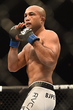 BJ Penn circles the cage while fighting Frankie Edgar in their featherweight fight during The Ultimate Fighter Finale event at the Mandalay Bay Events Center on July 6, 2014 in Las Vegas, Nevada. (Photo by Jeff Bottari/Zuffa LLC)