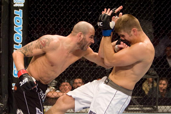 Ben Saunders (black shorts) def. Ryan Thomas during the UFC 87 Seek and Destroy on August 9,2008 in Minneapolis, MN. (Photo by: Josh Hedges/Zuffa LLC)