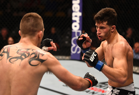 Frankie Perez fights Johnny Case in their lightweight fight during the UFC Fight Night event at the TD Garden on January 18, 2015 in Boston, Massachusetts. (Photo by Jeff Bottari/Zuffa LLC)