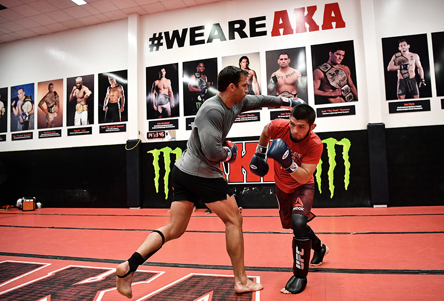 SAN JOSE, CA - AUGUST 29: Khabib Nurmagomedov trains at American Kickboxing Academy on August 29, 2018 in San Jose, California (Photo by Brandon Magnus)