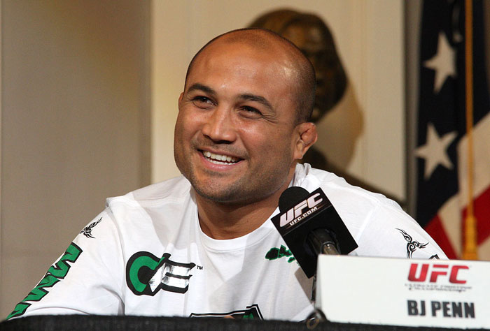 UFC 118 Press Conference: BJ Penn. 
Photo by Josh Hedges.