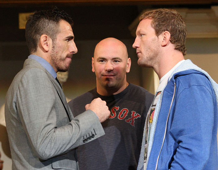 UFC 118 Press Conference: Kenny Florian vs. Gray Maynard. 
Photo by Josh Hedges.