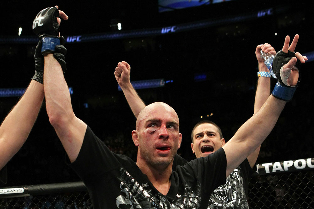 UFC 124: Sean Pierson celebrates his win.