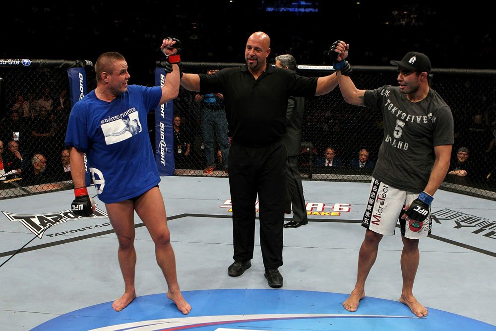 UFC 124: Bongfeldt vs. Natal reacts to the draw decision.