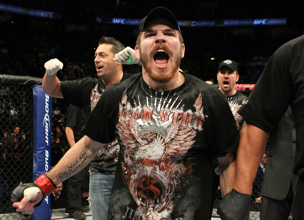 UFC 124: Jim Miller celebrates his win.