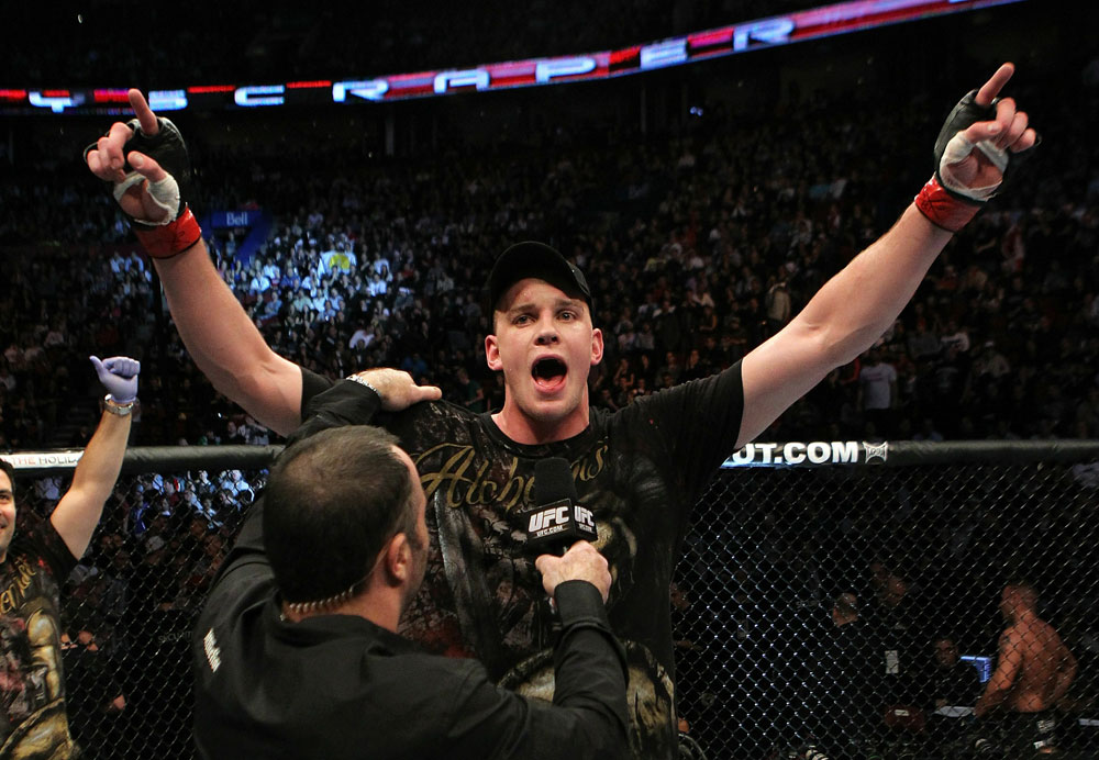 UFC 124: Stefan Struve celebrates his win.