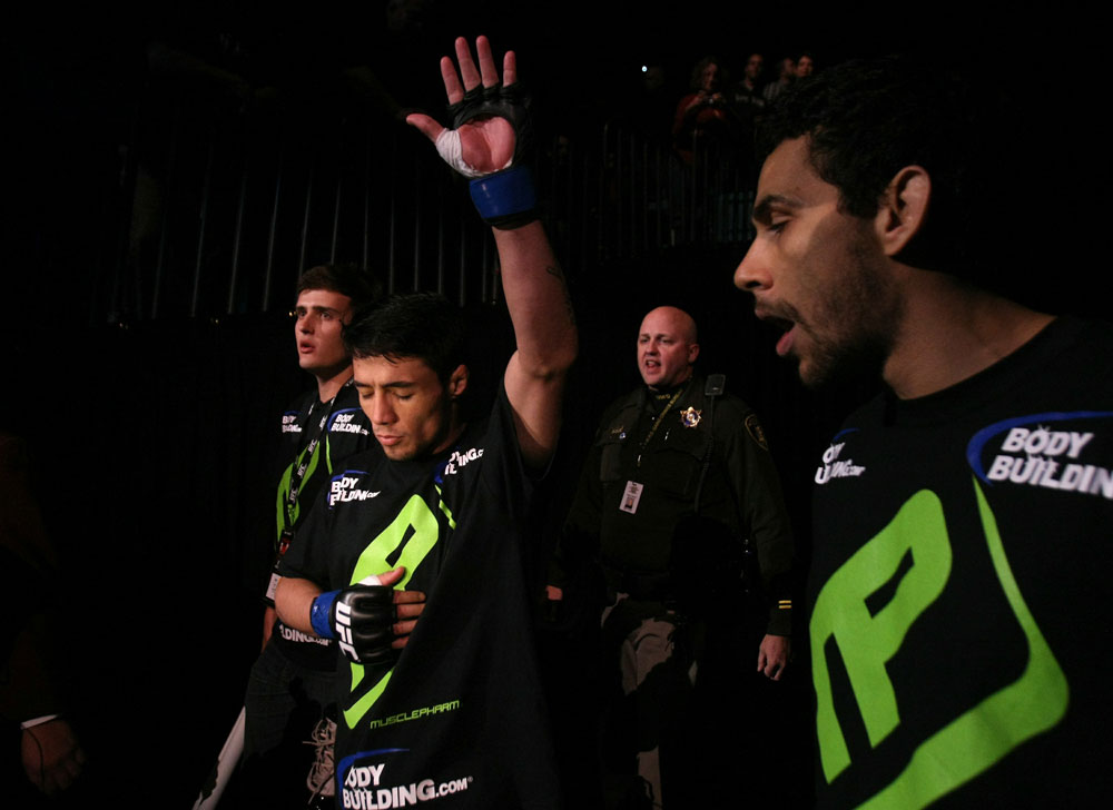 UFC 125: Diego Nunes enters the ring.