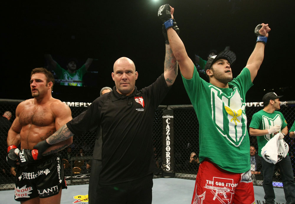 UFC 125: Brad Tavares celebrates his win over Phil Baroni.