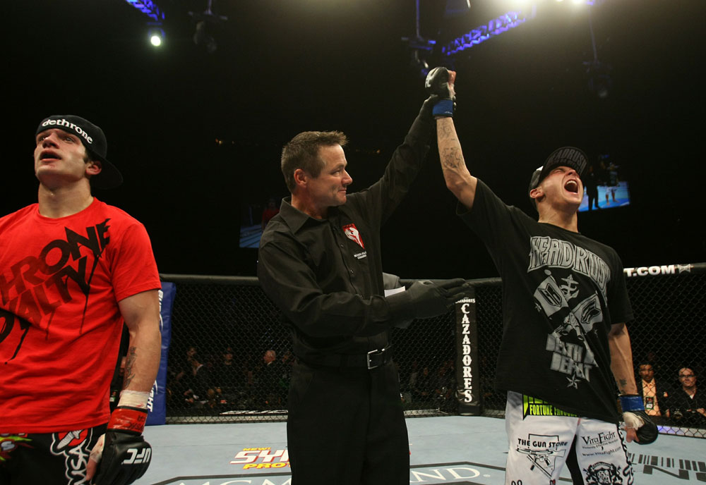 UFC 125: Dustin Poirier celebrates his victory.