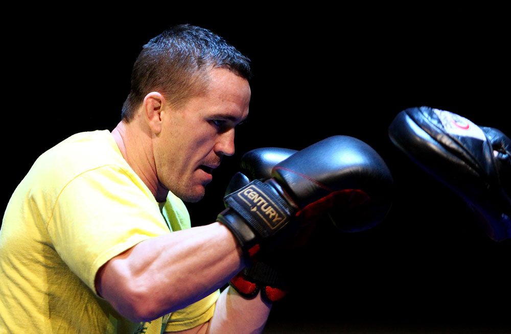 Kyle Noke does some glove work during an Open Workout