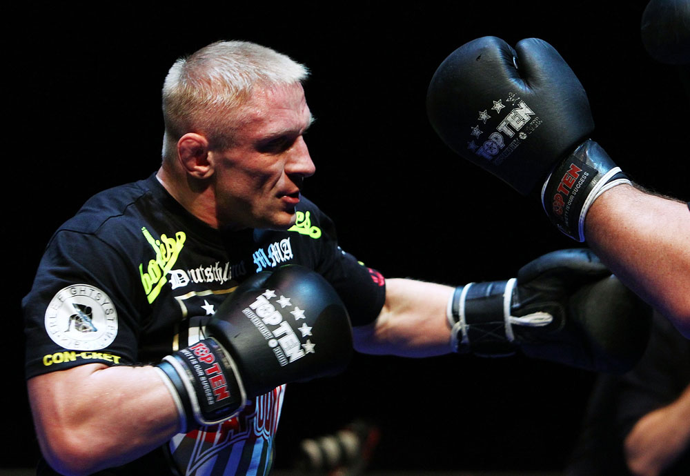 Dennis Siver does some glove work during an Open Workout