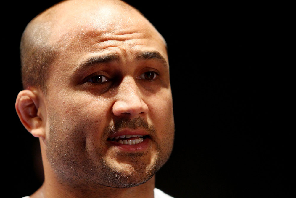 BJ Penn talks to the media during an Open Workout