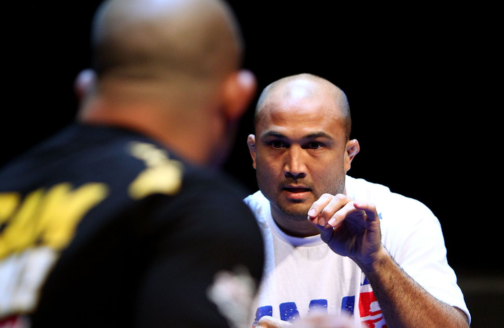 BJ Penn spars during an Open Workout