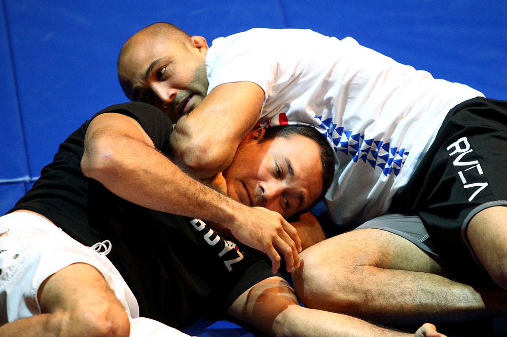 BJ Penn practices his grappling during an Open Workout