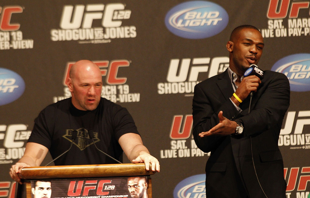 UFC 128: Pre-Fight Press Conference: (L-R) Dana White and Jon Jones