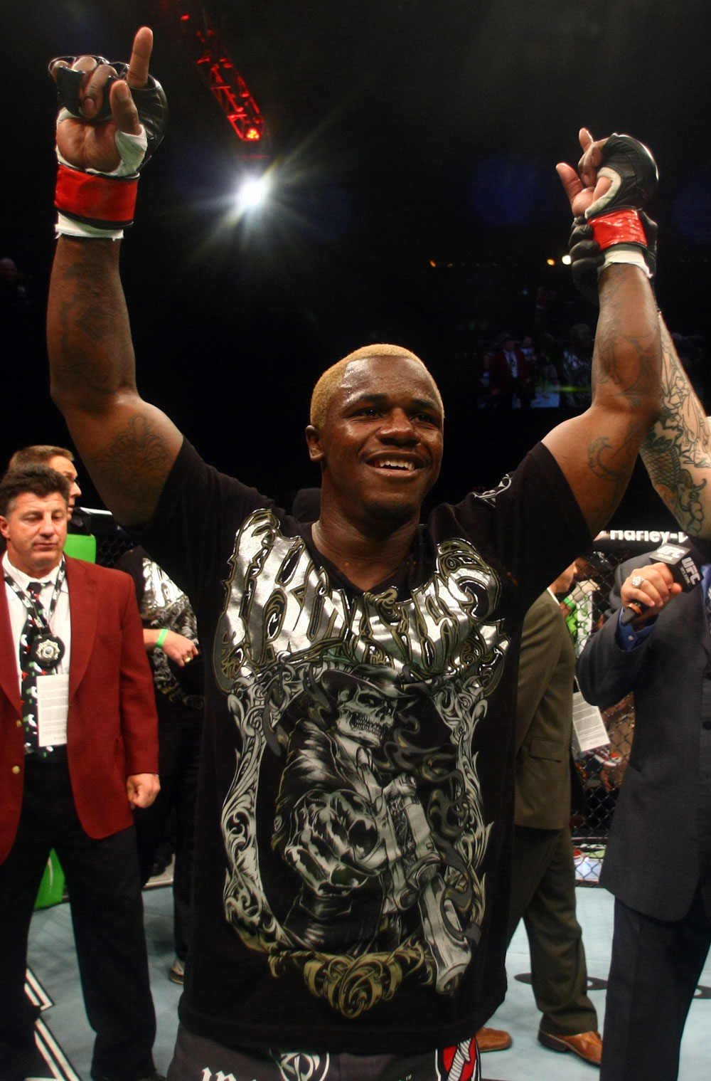 Melvin Guillard celebrates his victory after knocking out Shane Roller.