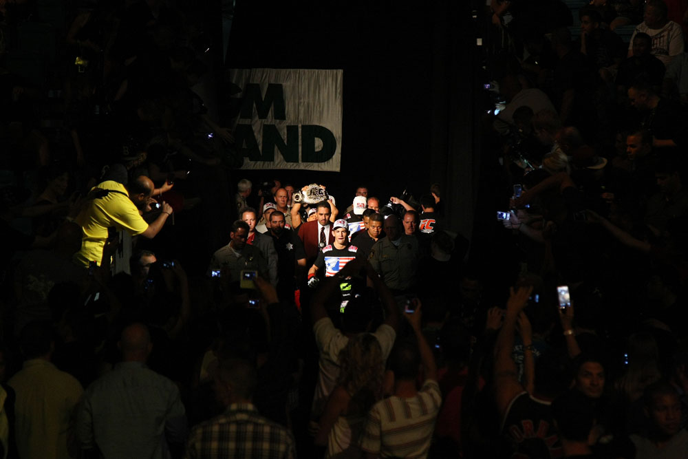 Dominick Cruz enters the arena.
