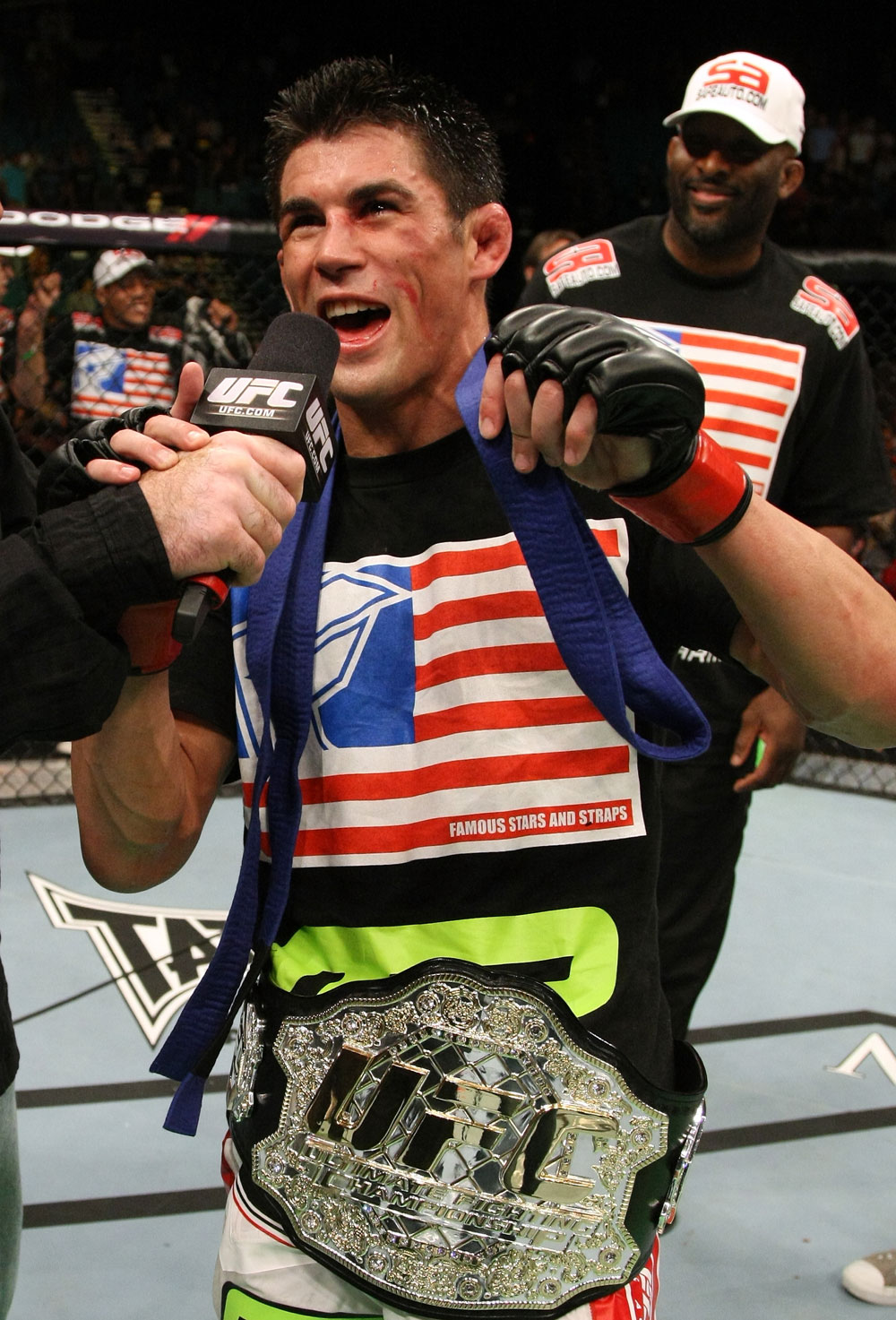 Dominick Cruz celebrates his win.