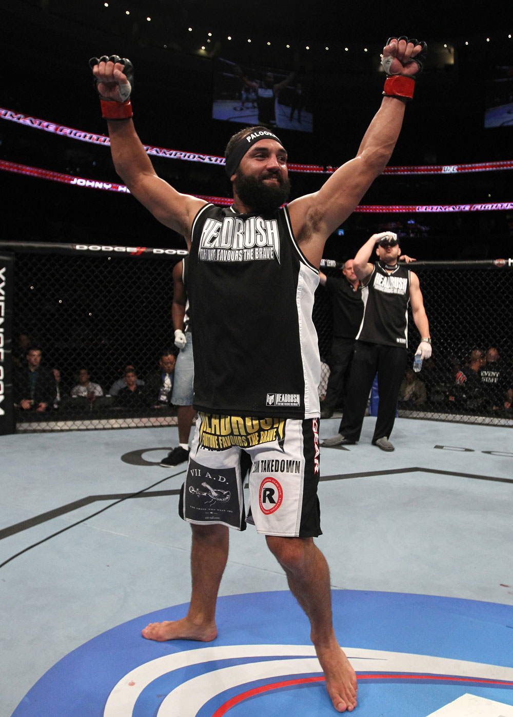 UFC 133: Johny Hendricks celebrates his win.