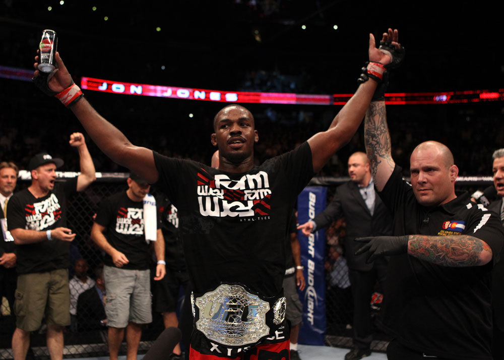 Jon Jones celebrates his win