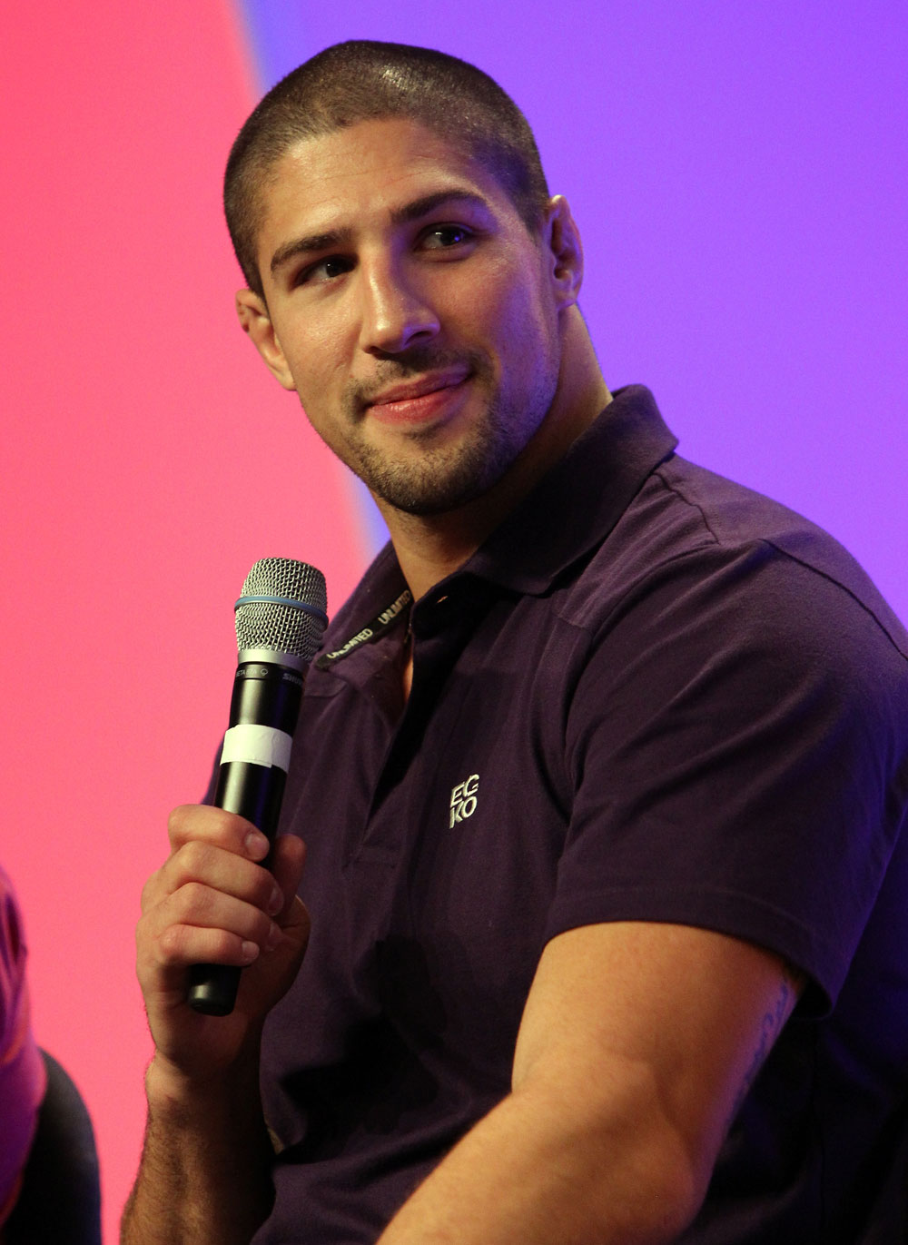 UFC fighter Brendan Schaub attends a Q&A session with former cast members of The Ultimate Fighter on the main stage at the UFC Fan Expo