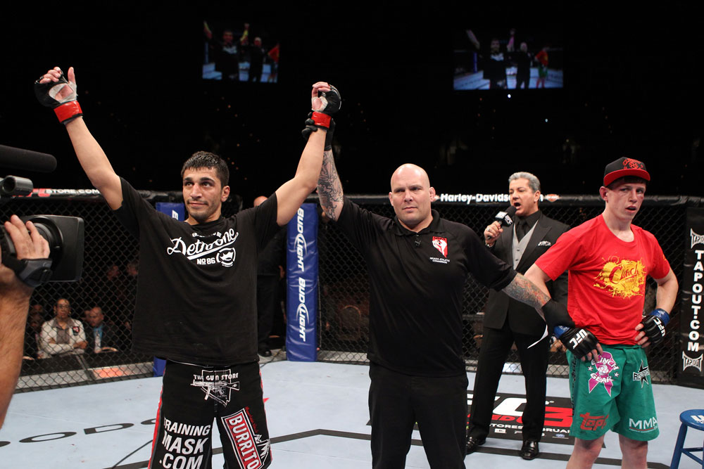 Ramsey Nijem celebrates his win over Dan Downes