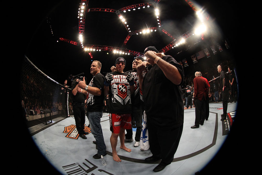 Nick Diaz celebrates his win