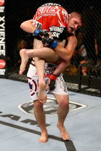 Nurmagomedov prepares to slam Healy Nurmagomedov prepares to slam Healy