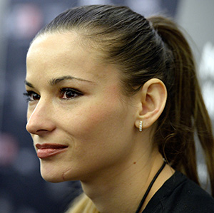 Maryna Moroz of Croatia interacts with the media during the UFC Fight Night Ultimate Media Day in Krakow, Poland. (Photo by Mike Roach/Zuffa LLC)