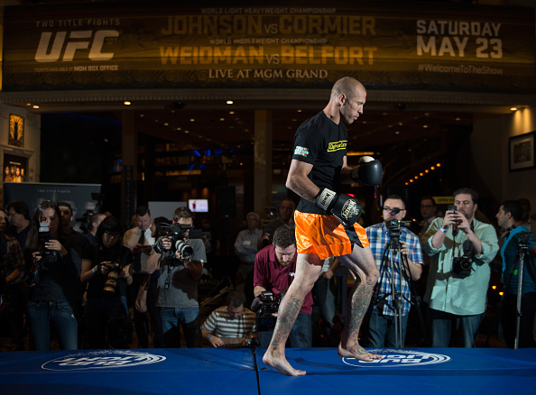 LAS VEGAS, NEVADA - MAY 20: <a href='../fighter/Donald-Cerrone'>Donald Cerrone</a> holds an open training session for fans and media at the MGM Grand Hotel/Casino on May 20, 2015 in Las Vegas Nevada. (Photo by Brandon Magnus/Zuffa LLC/Zuffa LLC via Getty Images)