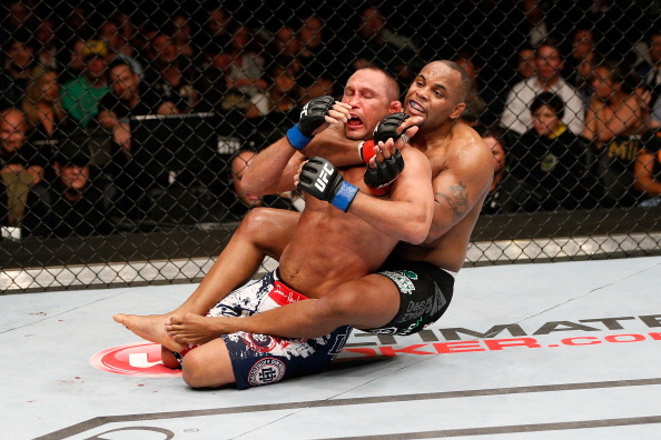 <a href='../fighter/Daniel-Cormier'>Daniel Cormier</a> attempts to submit <a href='../fighter/Dan-Henderson'>Dan Henderson</a> during UFC 173 (Photo by Josh Hedges/Zuffa LLC via Getty Images)
