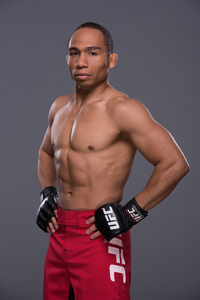 LAS VEGAS, NEVADA - MAY 20: UFC flyweight John Dodson poses for a portrait during a UFC photo session inside the MGM Grand Garden Arena on May 20, 2015 in Las Vegas, Nevada. (Photo by Jeff Bottari/Zuffa LLC/Zuffa LLC via Getty Images)