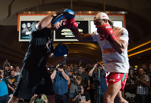 LAS VEGAS, NEVADA - MAY 20: Vitor Belfort holds an open training session for fans and media at the MGM Grand Hotel/Casino on May 20, 2015 in Las Vegas Nevada. (Photo by Brandon Magnus/Zuffa LLC/Zuffa LLC via Getty Images)