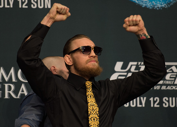 Conor McGregor speaks to the media during the UFC 189 & TUF Finale Press Conference at MGM Grand Hotel & Casino on July 9, 2015 in Las Vegas Nevada. (Photo by Brandon Magnus/Zuffa LLC)