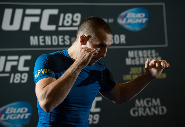 Rory MacDonald holds an open training session for fans and media at MGM Grand Hotel & Casino on July 8, 2015 in Las Vegas Nevada. (Photo by Brandon Magnus/Zuffa LLC)