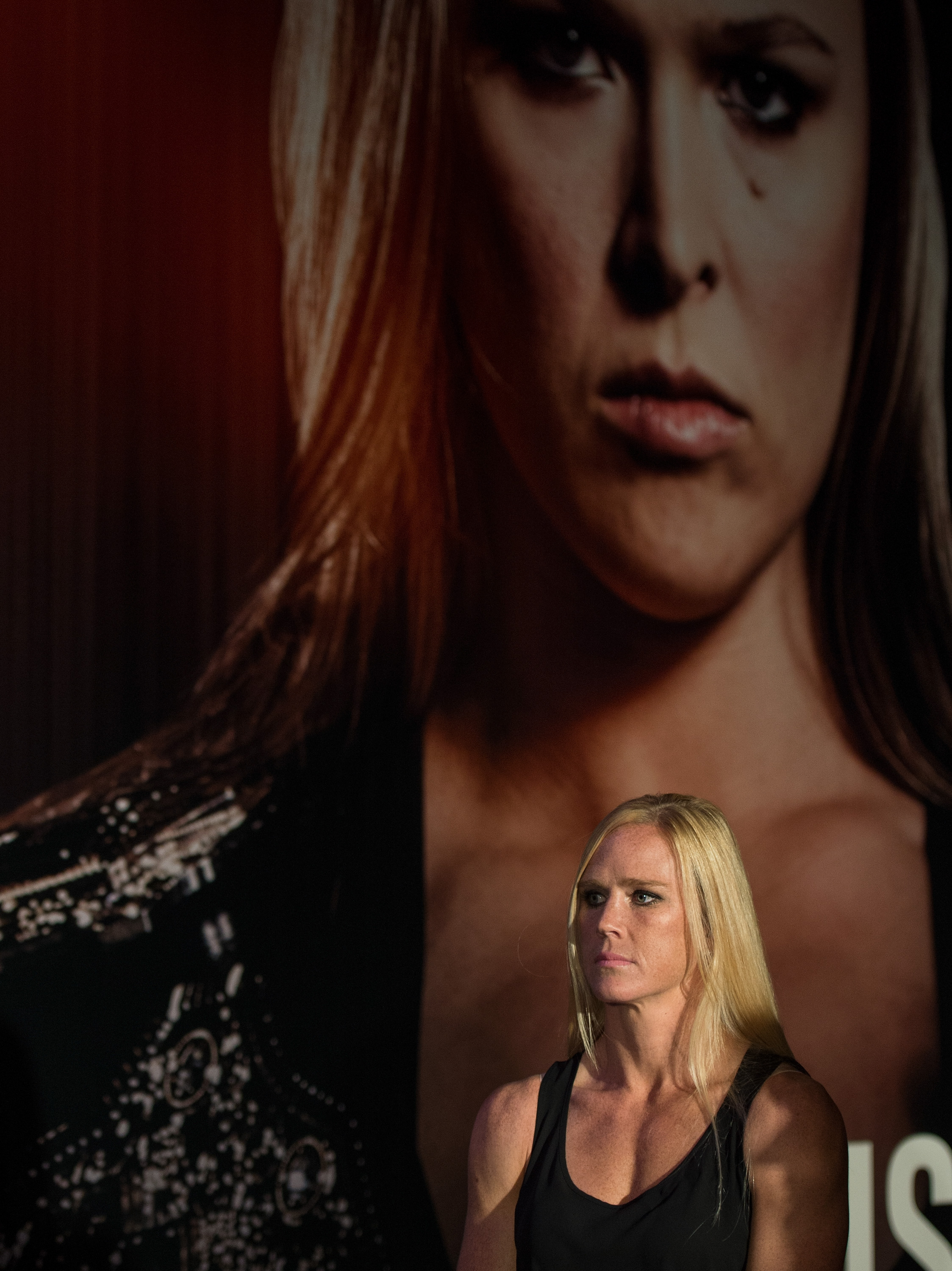 MELBOURNE, AUSTRALIA - NOVEMBER 13: Holly Holm of the United States prepares to walk on stage during the UFC 193 Ultimate Media Day festivities at Etihad Stadium on November 13, 2015 in Melbourne, Australia. (Photo by Brandon Magnus/Zuffa LLC)