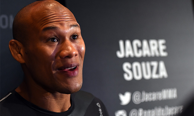Ronaldo 'Jacare' Souza of Brazil interacts with media during the UFC <a href='../event/Ultimate-Brazil'>Ultimate </a>Media Day at MGM Grand Hotel & Casino on December 9, 2015 in Las Vegas, Nevada. (Photo by Josh Hedges/Zuffa LLC)