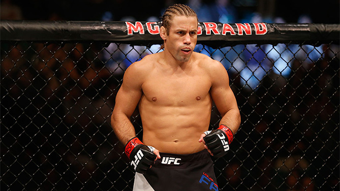 LAS VEGAS, NV - DEC. 12: Urijah Faber prepares to face Frankie Saenz in their bantamweight bout during the UFC 194 event inside MGM Grand Garden Arena in Las Vegas, Nevada. (Photo by Christian Petersen/Zuffa LLC)