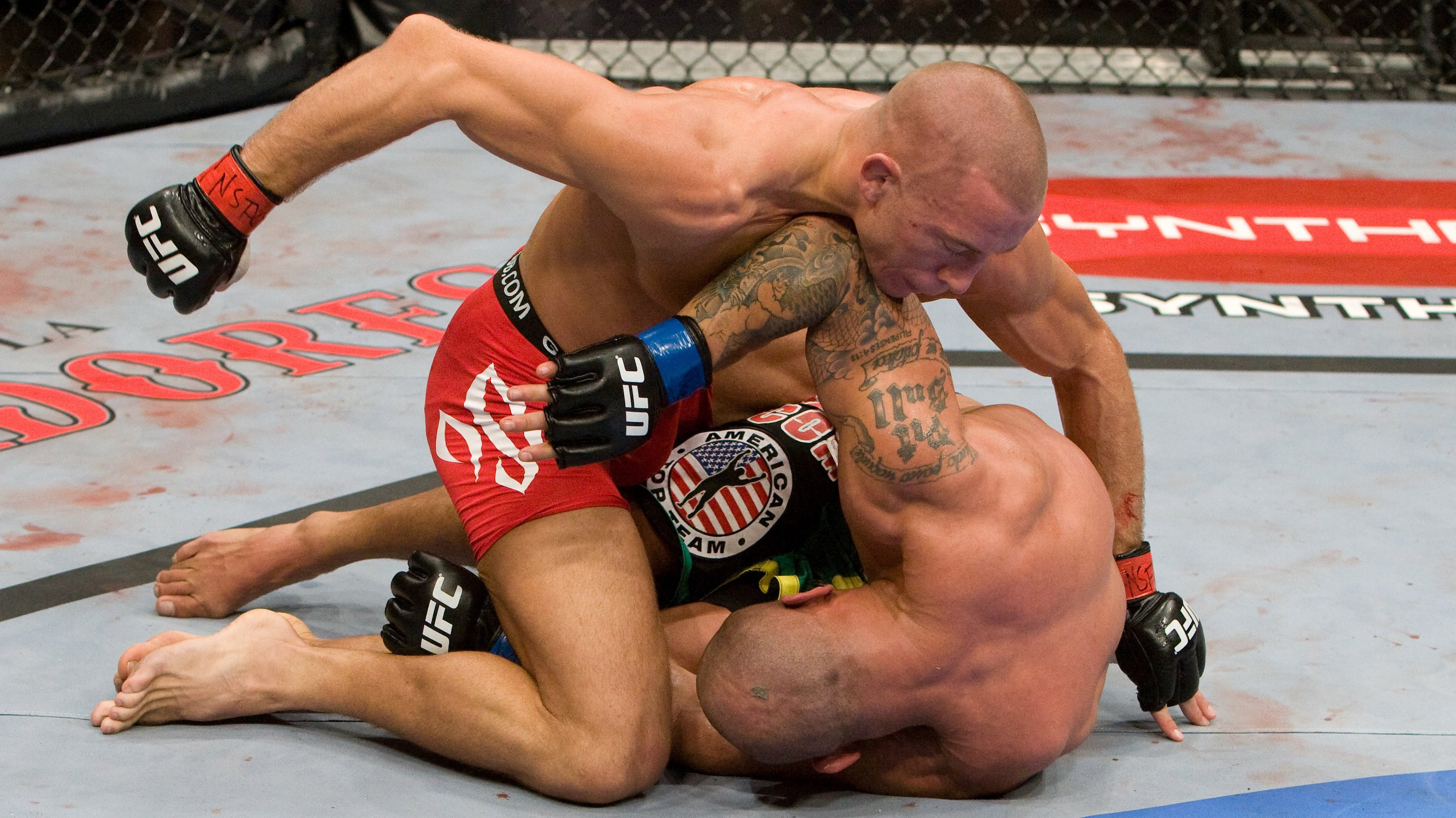 GSP in action during his UFC 100 victory vs Thiago Alves (Photo by Josh Hedges/Zuffa LLC via Getty Images)