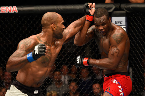 Jimi Manuwa punches <a href='../fighter/Ovince-St-Preux'>Ovince Saint Preux</a> during their light heavyweight bout at UFC 204