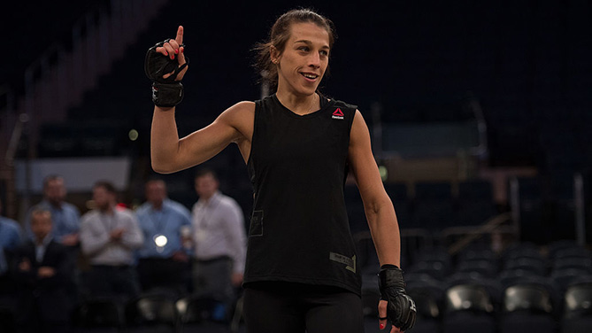 NEW YORK, NY - NOV. 09: UFC straight champion Joanna Jedrzejczyk of Poland holds an open training session for the media and fans inside Madison Square Garden. (Photo by Brandon Magnus/Zuffa LLC)