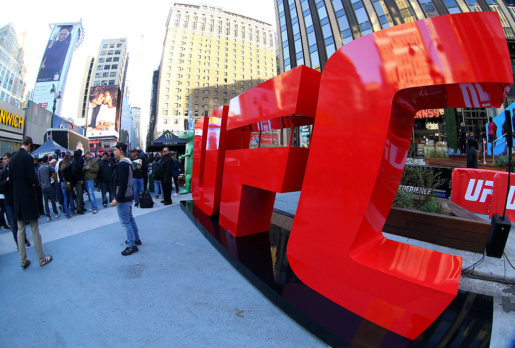 NEW YORK, NY - NOVEMBER 12: UFC fans participate in the Fan Village festivities prior to the UFC 205 event at Madison Square Garden. (Photo by Ed Mulholland/Zuffa LLC)
