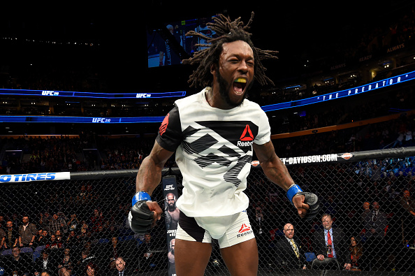 BUFFALO, NY - APRIL 08: Desmond Green celebrates his split decision victory over Josh Emmett in their lightweight bout during the UFC 210 event at KeyBank Center on April 8, 2017 in Buffalo, New York. (Photo by Josh Hedges/Zuffa LLC/Zuffa LLC via Getty Images)