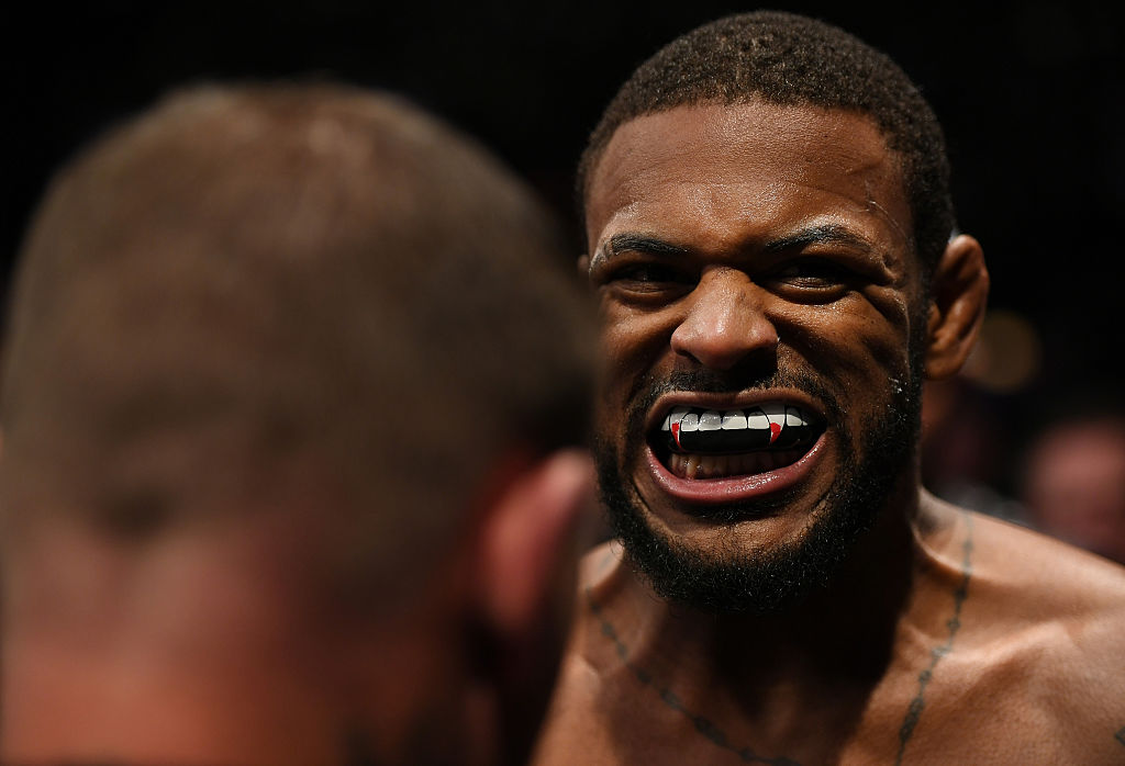 <a href='../fighter/Michael-Johnson'>Michael Johnson</a> prepares to enter the Octagon for his fight against <a href='../fighter/Khabib-Nurmagomedov'>Khabib Nurmagomedov</a> at UFC 205