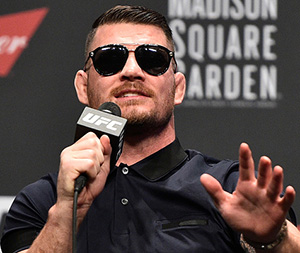 UFC middleweight champion Michael Bisping of England interacts with fans and media during the UFC 217 news conference inside T-Mobile Arena on October 6, 2017 in Las Vegas, Nevada. (Photo by Jeff Bottari/Zuffa LLC)