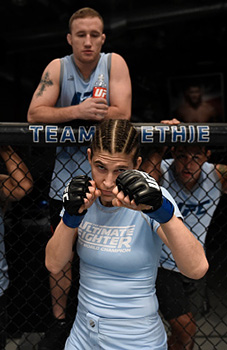Modafferi enters the Octagon before facing <a href='../fighter/Sijara-Eubanks'>Sijara Eubanks</a> during The Ultimate Fighter on August 18, 2017 in Las Vegas, NV (Photo by Brandon Magnus/Zuffa LLC)