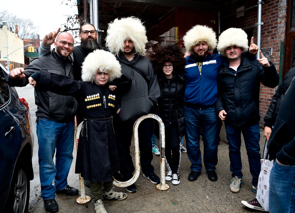 Fans pose prior to entering the UFC 223 Press Conference at the Music Hall of Williamsburg on April 4, 2018 in Brooklyn, New York. (Photo by Jeff Bottari/Zuffa LLC)