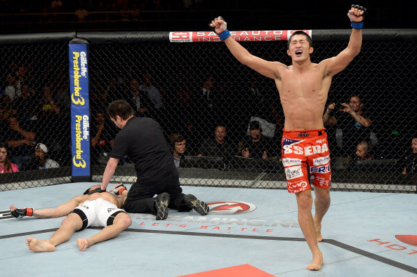 Kim celebrates after stunning Silva Kim celebrates after stunning Silva