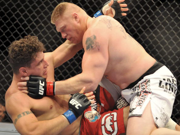 Lesnar mounts Mir Lesnar mounts Mir